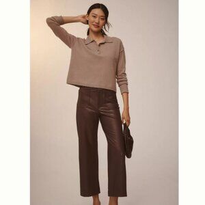 NWT Anthropologie | Maeve Colette Faux-Leather Cropped Wide-Leg Pants | Size 31